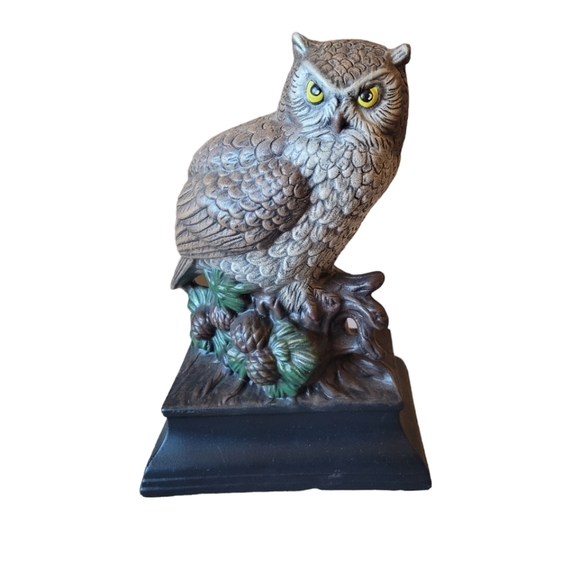 Vintage Ceramic Owls Set of 2 Evergreen Ceramics 1978 Retro Home  Decor Brown 9" - Picture 3 of 11